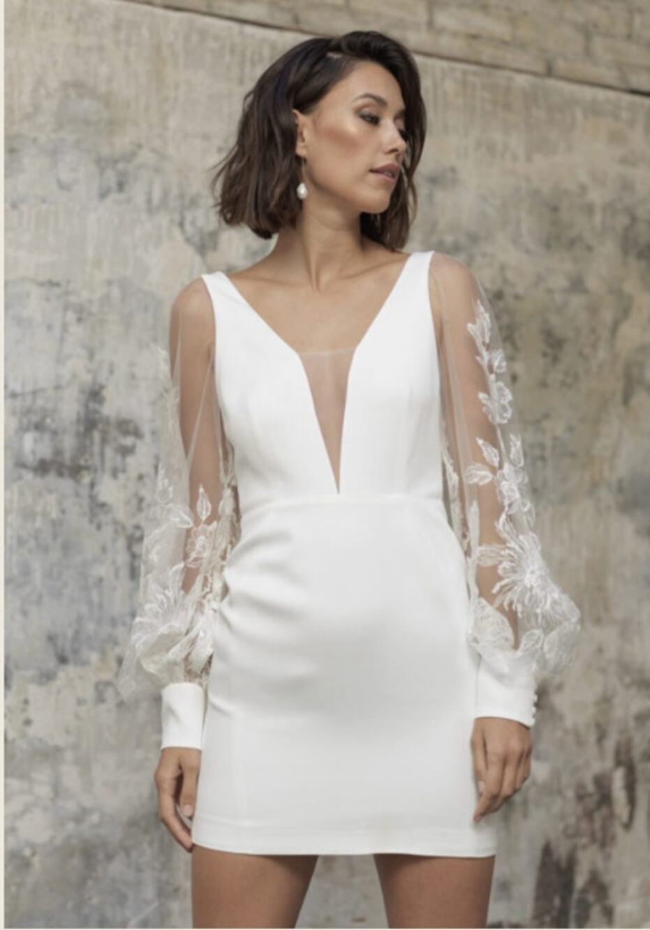 Rime Arodaky Lisa Open Back Embroidered Tulle and Crepe Mini Dress White US 10